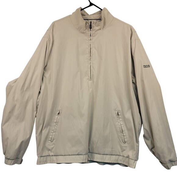 Izod XFG Beige Qtr-Zip Jacket XL Mesh Lining Lightweight Casual Outerwear Mens - Picture 1 of 9